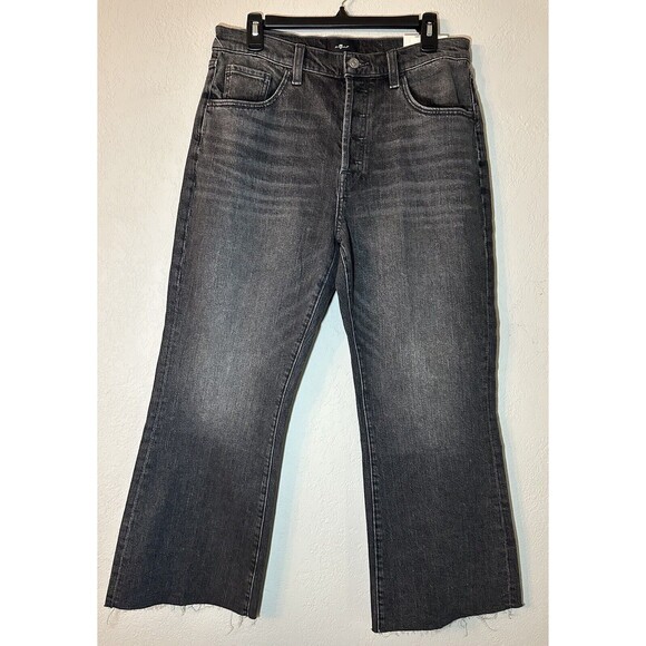 7 FOR ALL MANKIND Boy Bootcut Jeans with Frayed Hem Women's SIZE 30 NWT - Picture 2 of 12